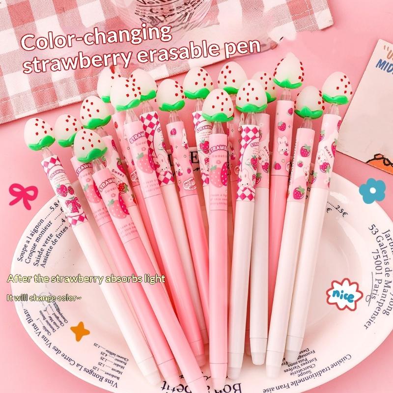 Gel Ink Pen Set - Strawberry Design Erasable Gel Pen Set