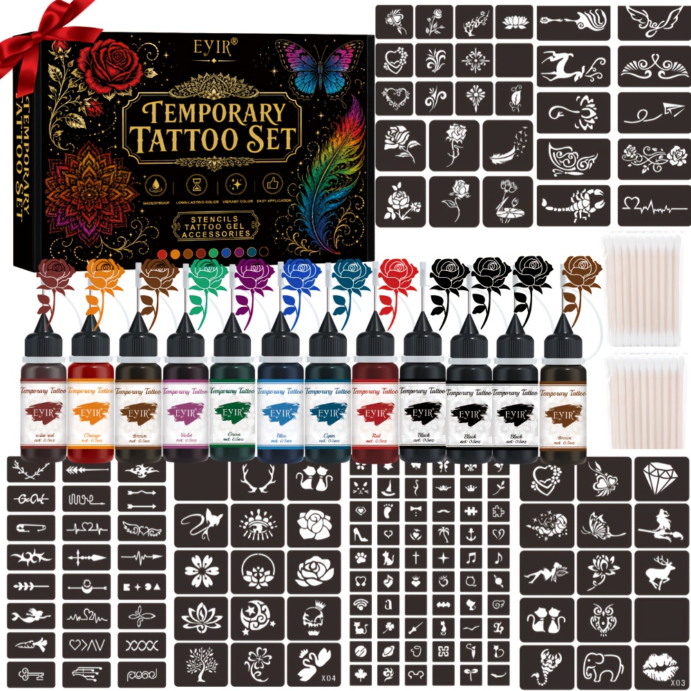 12 Colors Temporary Tattoo Gel - Gel Ink Pen Set 评论和价格