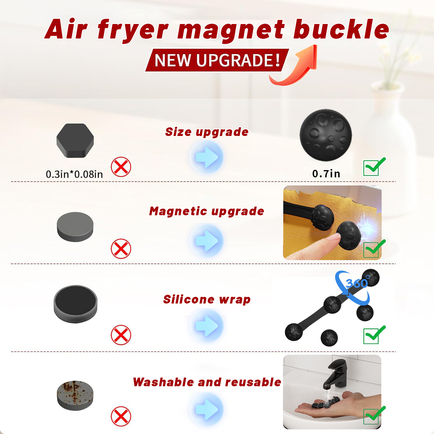 1/2sets Silicone Air Fryer Mag - Paperclip Magnetic Set 评论和价格